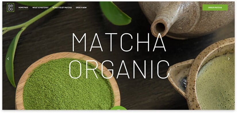 Marcha Organic Venta de Té Matcha plantilla wordpress