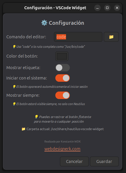 Configuración del widget