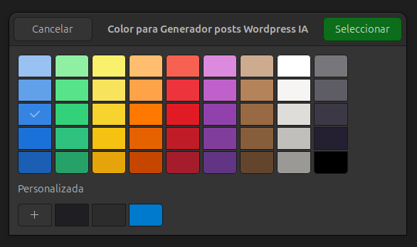 Selección de colores para carpetas favoritas